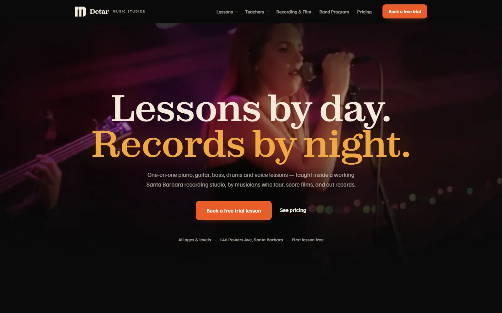Detar Music Studios website designed and built by KumoKodo Studio